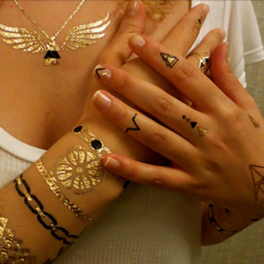 3 sheets Golden Silver Temporary Tattoo - Picture 11 of 12